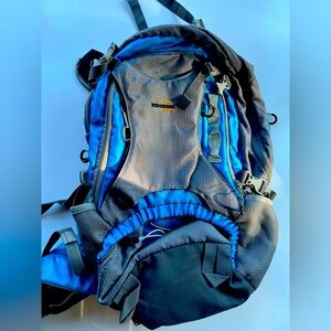 Gray and Blue Hiking Backpack